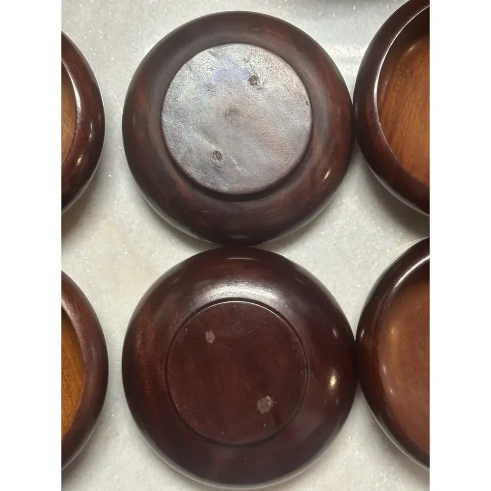 Vintage Wooden Serving Bowls Set Of 6 Mid-century Modern Rustic Cottage